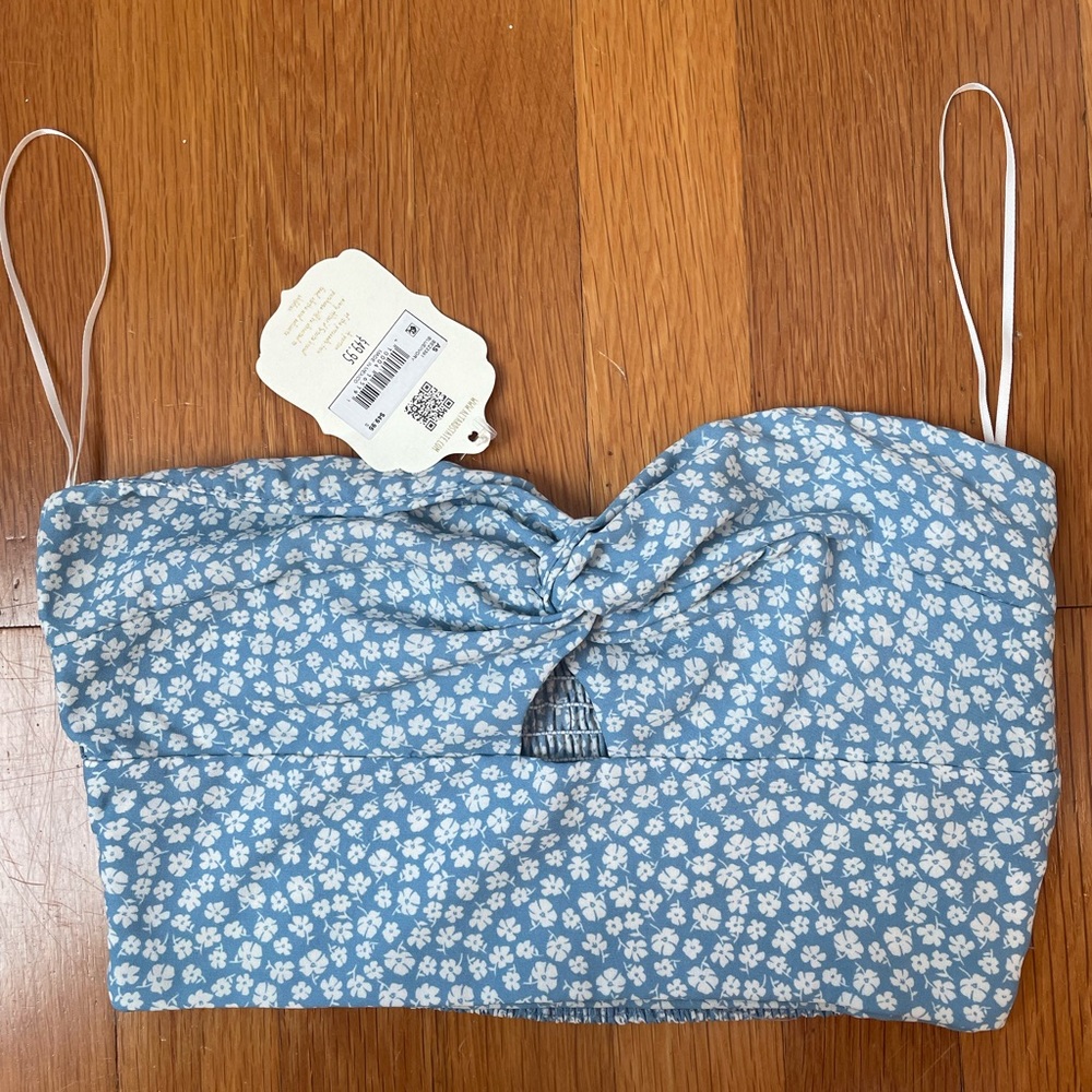 Blue floral tube Top *matching set* NWT